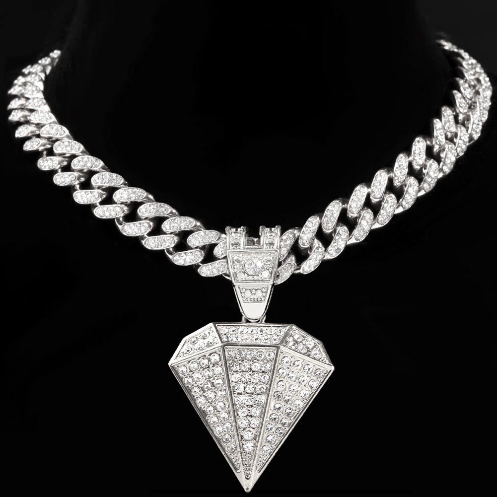 Cubano Colar grande diamante incrustado pingente dos homens colar ...