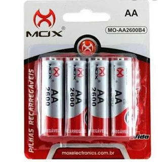 Pilha Recarregável MOX 2600 AA 4 pilhas cartela mAh