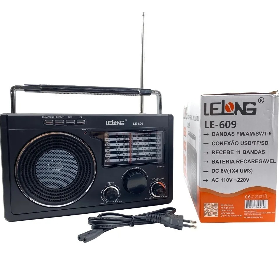 Radio Antigo Lelong Retrô Le-609 Vintage Usb Sd Recarregável LE-609 ...