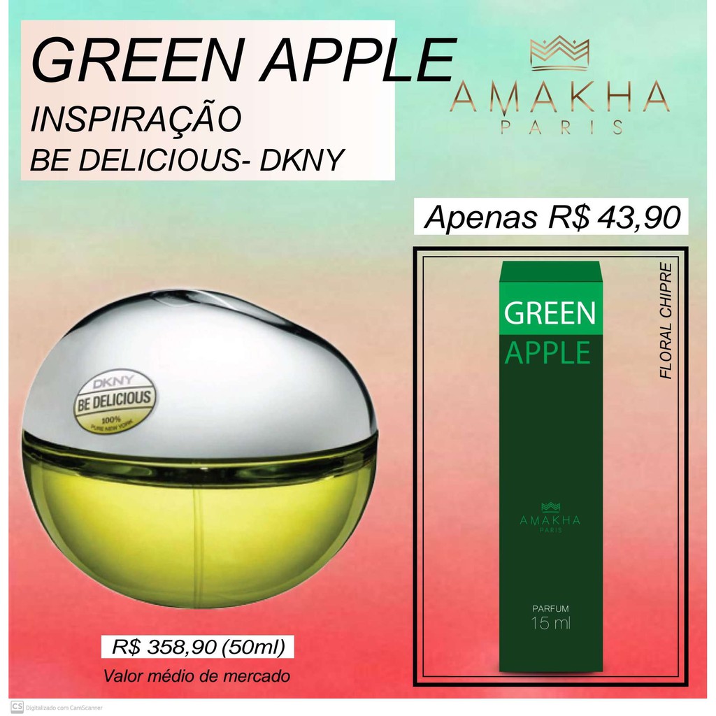 GREEN APPLE DKNY BE DELICIOUS DONNA KARAN ( Perfumes Amakha Paris de 15 ML fixação de 12 a 24