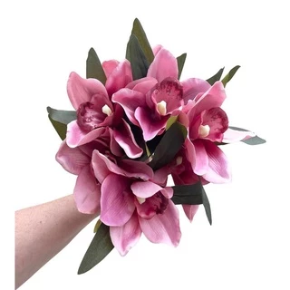 Kit 3 Buquês de Flores Orquídea Artificial Decoração Festa