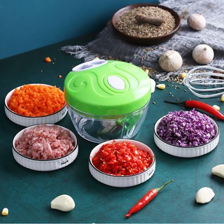 Mini processador manual de alimentos Triturador picador e cortador de temperos com 3 lâminas