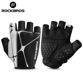 Rockbros Luvas De Ciclismo Meio Dedo Respirável Reflexiva À Prova De Choque