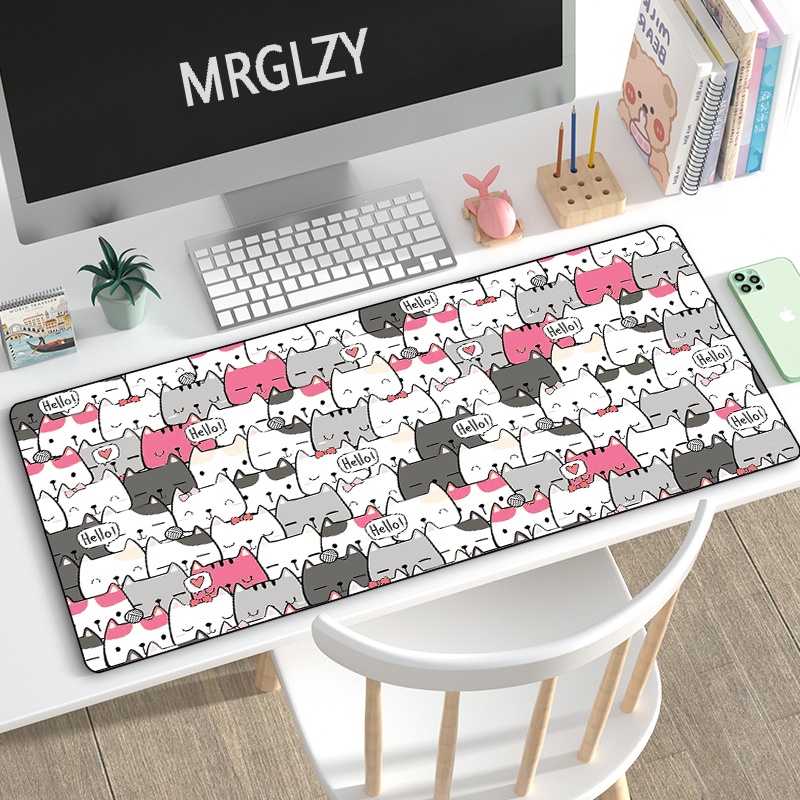 Mouse pad para jogos, gatinho fofo gato preto e branco, mouse pad para  computador cat158