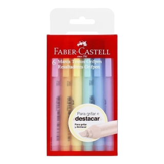 Marca Texto Tons Pastel Grifpen FABER-CASTELL Estojo c/ 6 Unids