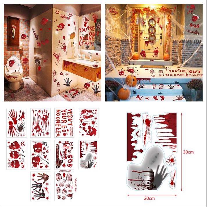 Horror Blood Hand Print Halloween Adesivos, Porta Adesivos, Janela,  Banheiro, Vidro Sombra, Decalque da parede do fantasma feminino, Decoração  do Dia das Bruxas