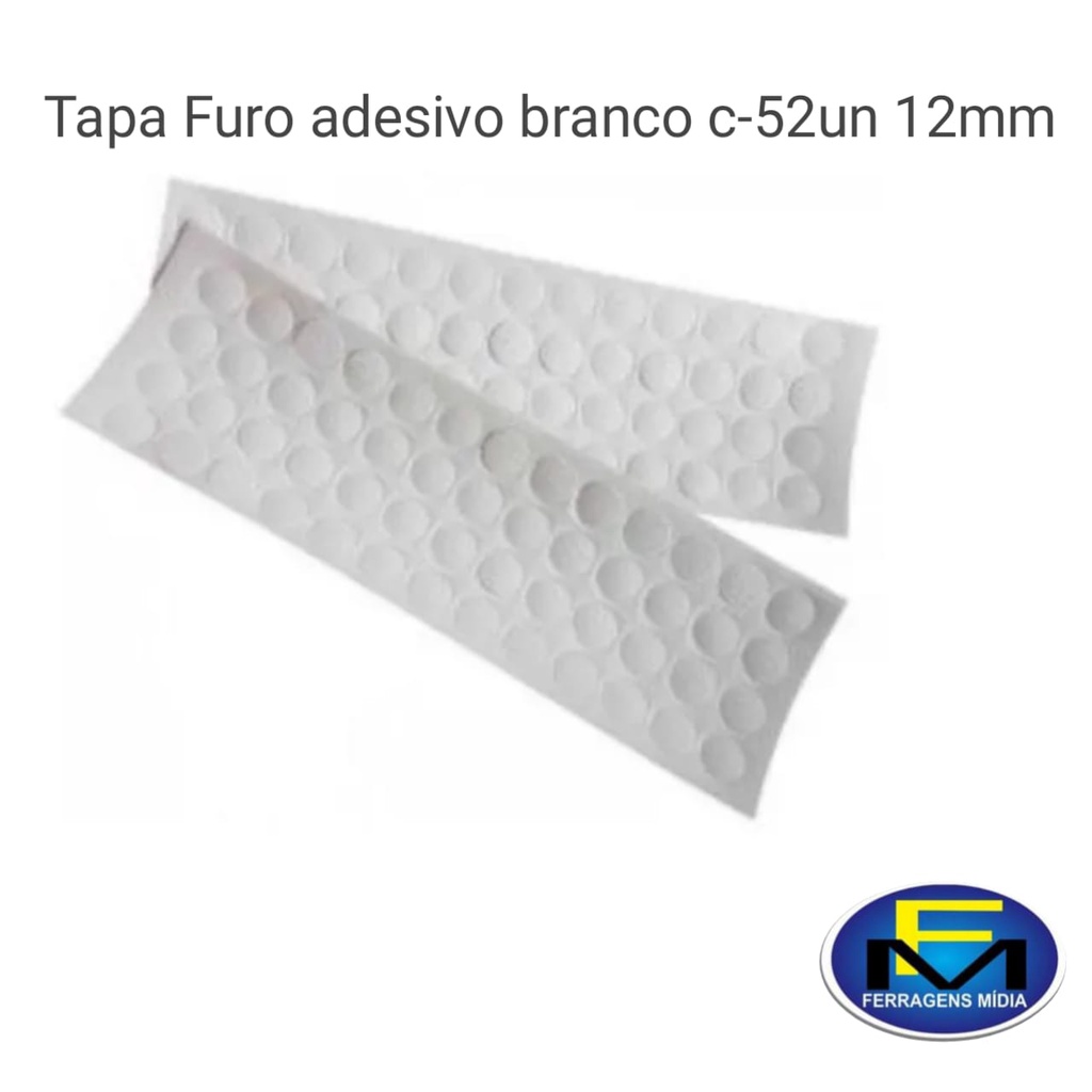 kit 10 cartelas de Tapa Furo 52-un de Auto adesivo Branco Tx Pvc 12mm