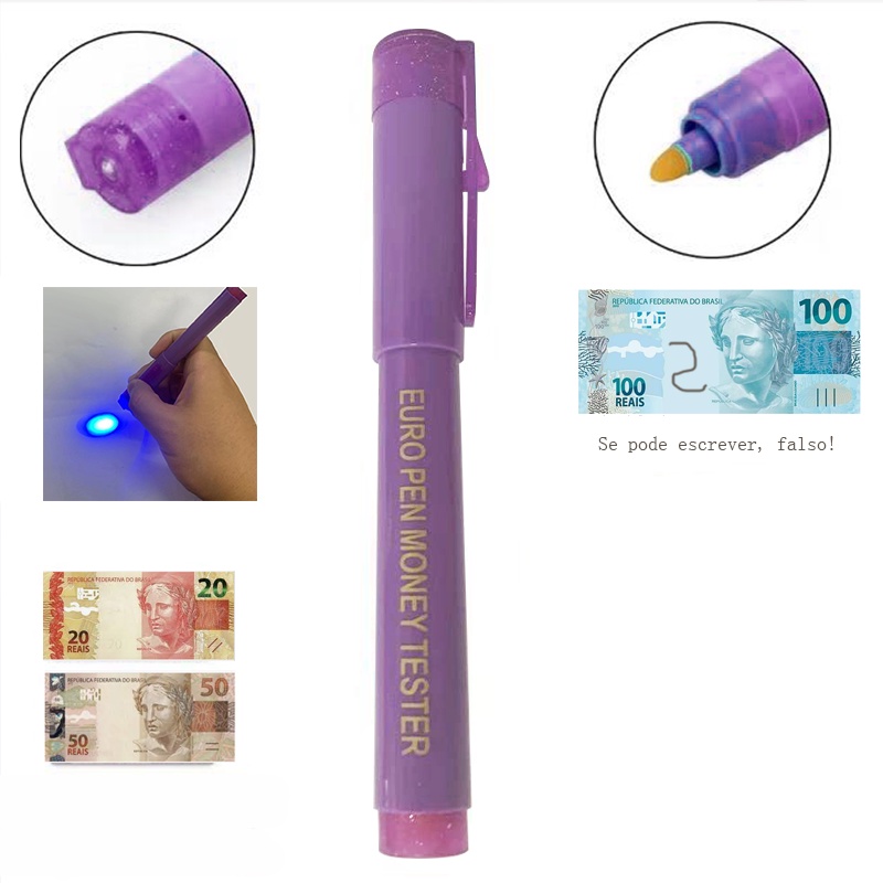 Caneta De Teste Detector Nota Falsa Dinheiro Money Europen | Shopee Brasil
