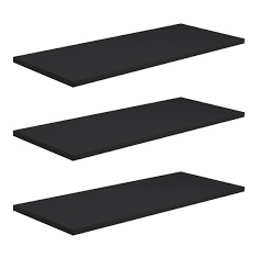 Kit 03 Prateleiras 50x15 Preto Decoração Sala Quarto Cozinha Banheiro