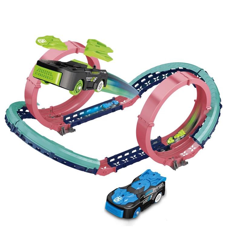 Duplo Looping kit com Carrinho a Fricção e Pista de Montar