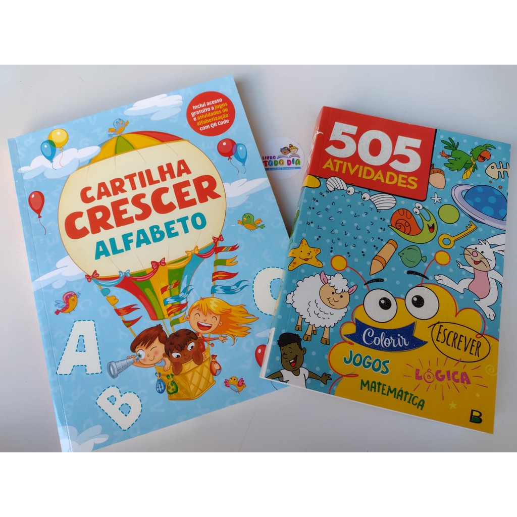 Kit C/ 02 Livros Cartilha Crescer Alfabeto + 505 Atividades | Shopee Brasil