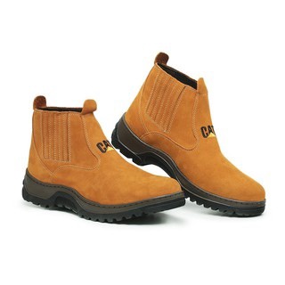 Bota de trabalho masculina Caterpillar 6 precisão impermeável biqueira  composta trigo 90808