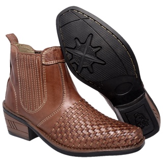Bota Masculina Bico Fino Tricê Country De Couro Legítimo