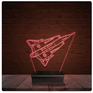 Abajur Luminária Acrílico Led - Avião Guerra Jato