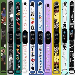 Para Xiao Mi Mi Band 6 5 4 3 Pulseira Banda De Silicone Moda Padrão Dos Desenhos Animados Strap Para MiBand Substituição Cinta Acessórios