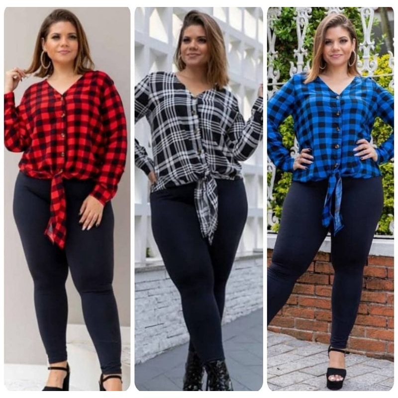 Camisa xadrez sale feminina amarrada