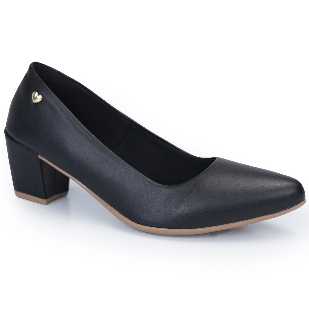 Sapato Scarpin Confort Salto Baixo Grosso Ref 1900 | Shopee Brasil