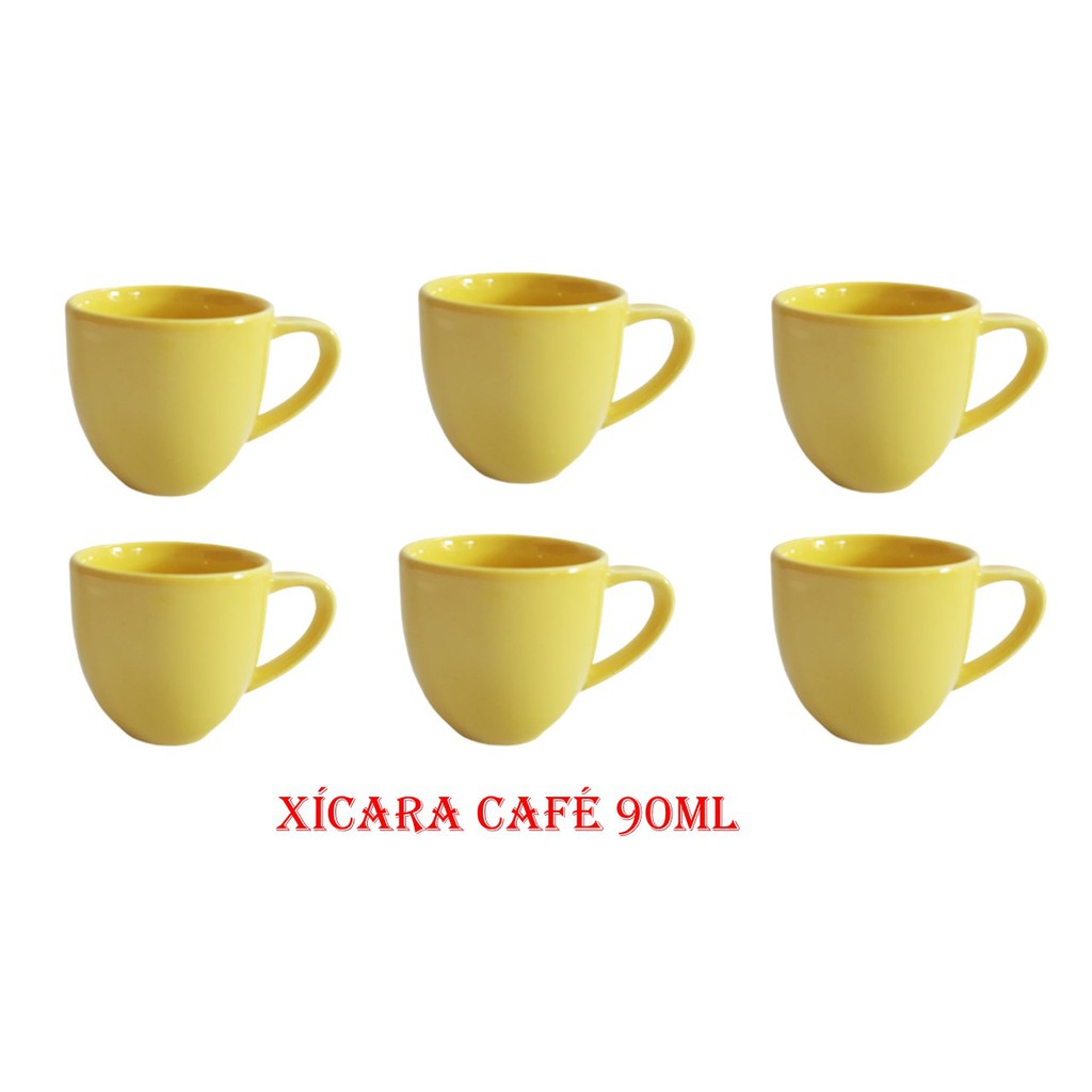 Chávena de Café Amarela com Pires