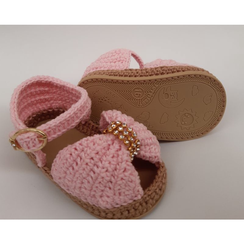 Sola de sapatinho de croche best sale para bebe