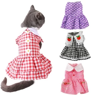 Sphynx Xadrez Gato Saia Vestido De Verão Vestidos Pet Para Gatos Gotas Siamese Persian Katsuki Mascotes Traje Roupa Do Cão Filhote De Cachorro
