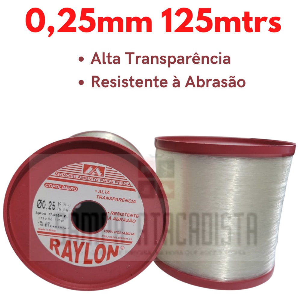 Linha Pesca Alta Transparência Raylon - Rolo com 125 gramas | Shopee Brasil