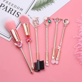 6 Pcs Sailor Moon Conjunto De Pincéis De Maquilhagem Blending Pó Blush Sombra Sobrancelha Com Cristal Cosméticos Ferramenta De Maquiagem Beleza