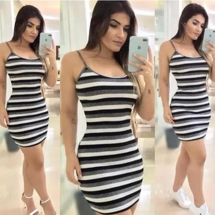 Vestido tubinho hot sale alça fina