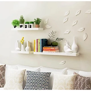 Kit 3 Prateleiras reta 40/50/60 nicho Mdf Branco Suporte decoração sala quarto banheiro escritório