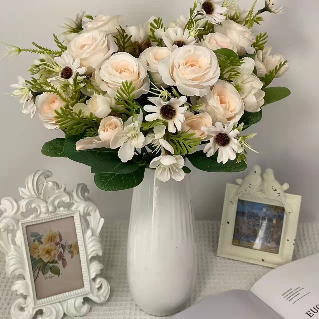 Cabeças Peônia BOTÃO Rosa Flores Artificiais Decoração Arranjo de ...