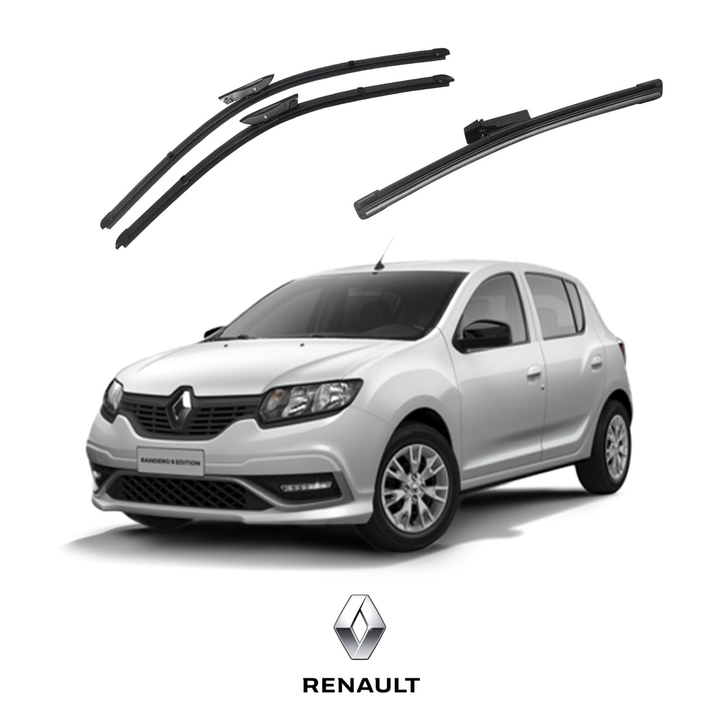Kit 3 Palhetas Limpador Parabrisa Dianteiro + Traseiro Renault Sandero ...