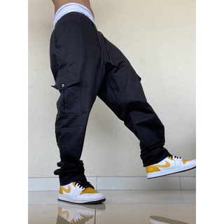 Calça Jogger Cargo Bolso Lateral Hip Hop Unissex Corrente