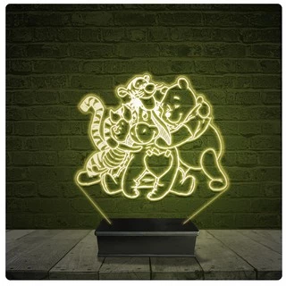 Led Luminária Acrílico Abajur - Ursinho Pooh Disney 01