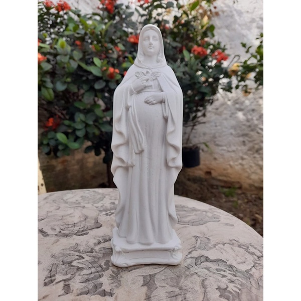 Nossa Senhora Grávida 22cm em gesso cru - escultura para artesanato.