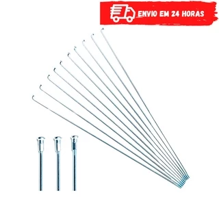 72 Raios Bike Aro 16/20/24/26/27 Fino Zincado Cromado Aço Bicicleta Para 2 Rodas C/Niples Várias Medidas 135-185-190-235-240-255-262-275-300mm