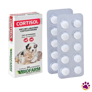 Cortisol Anti-inflamatório Dermatológico Dermatite Cães E Gatos C/ 20 Comp - Biofarm