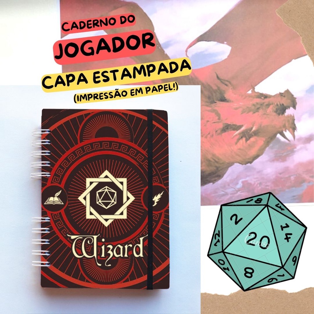 Caderno do Jogador RPG Dungeons and Dragons Para Sessão Com ficha ...