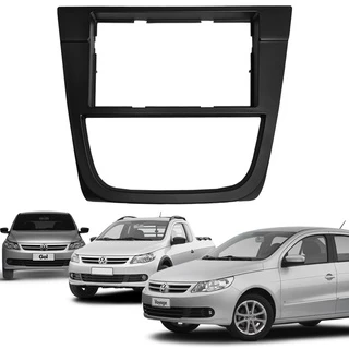 Moldura 2 Din Gol Voyage Saveiro G5 Preta Com Moldura Botoes