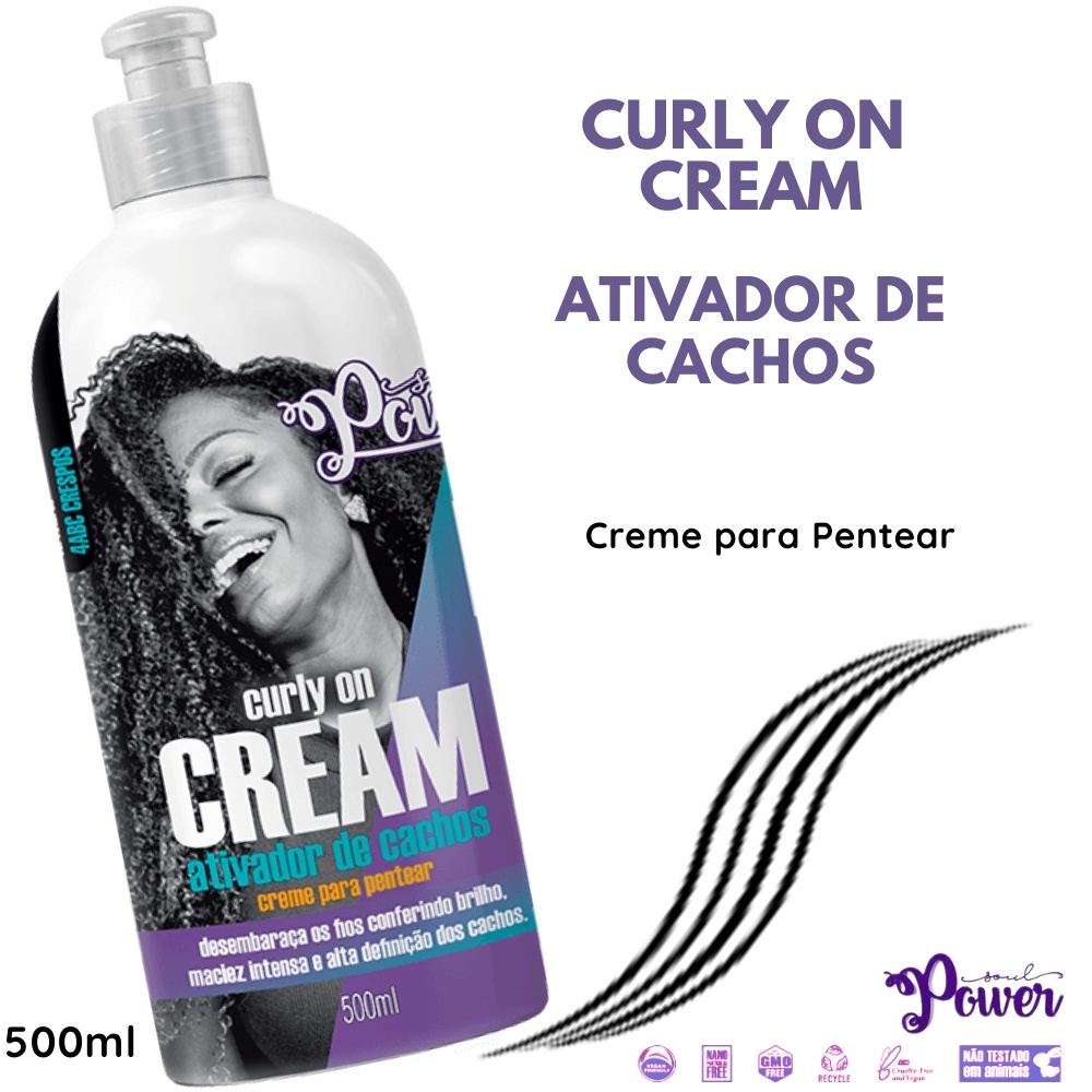 Creme Para Pentear Ativador de Cachos Curly on Cream Soul Power 500ml ...