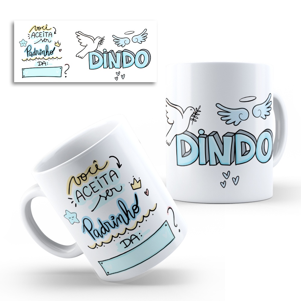 Caneca Dindo e Dinda Personalizada - Melhores Dindos Mega Oferta !!!
