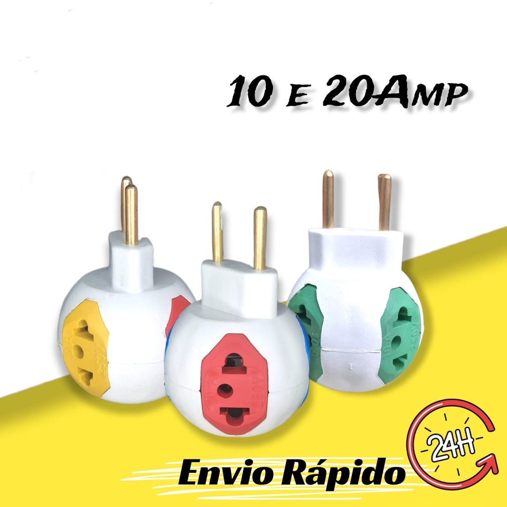 Kit 5 Adaptador Benjamim Tomada Tipo BOLA 10/20A 4 em 1 - 3D