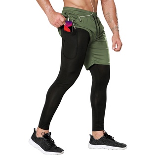 Calça Legging De Corrida Masculina 2 Em 1 Com Secagem Rápida Para  Academia/Treino/Esportes