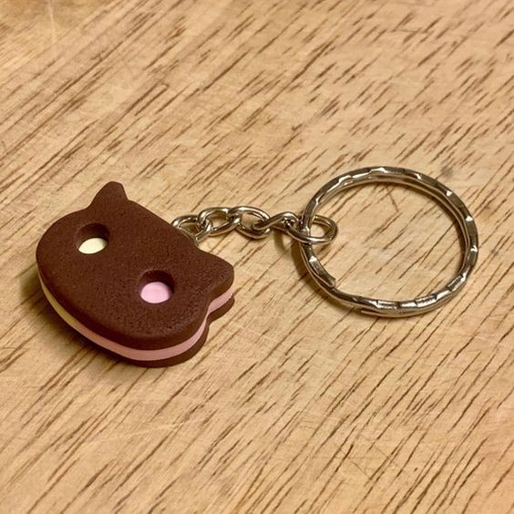 Chaveiro de biscuit de biscoito de gatinho steven