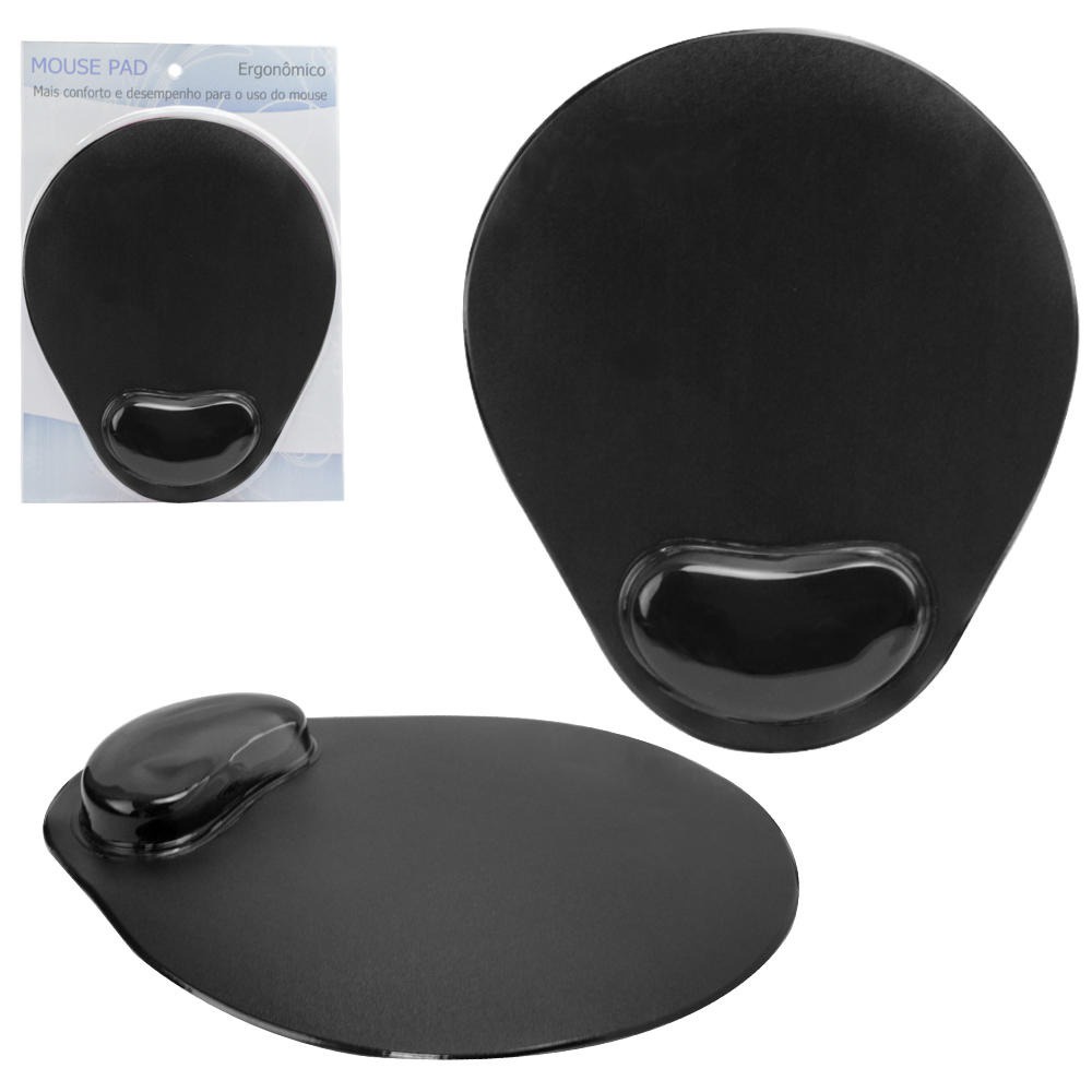 Mouse pad Ergonomico com apoio de punho pulso em gel Preto Confort ...