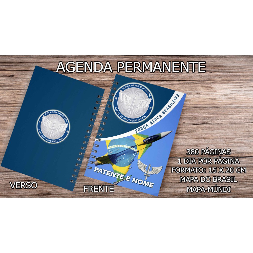 Agenda Permanente Aerona tica Fab Modelo 1 Com Seu Nome Shopee