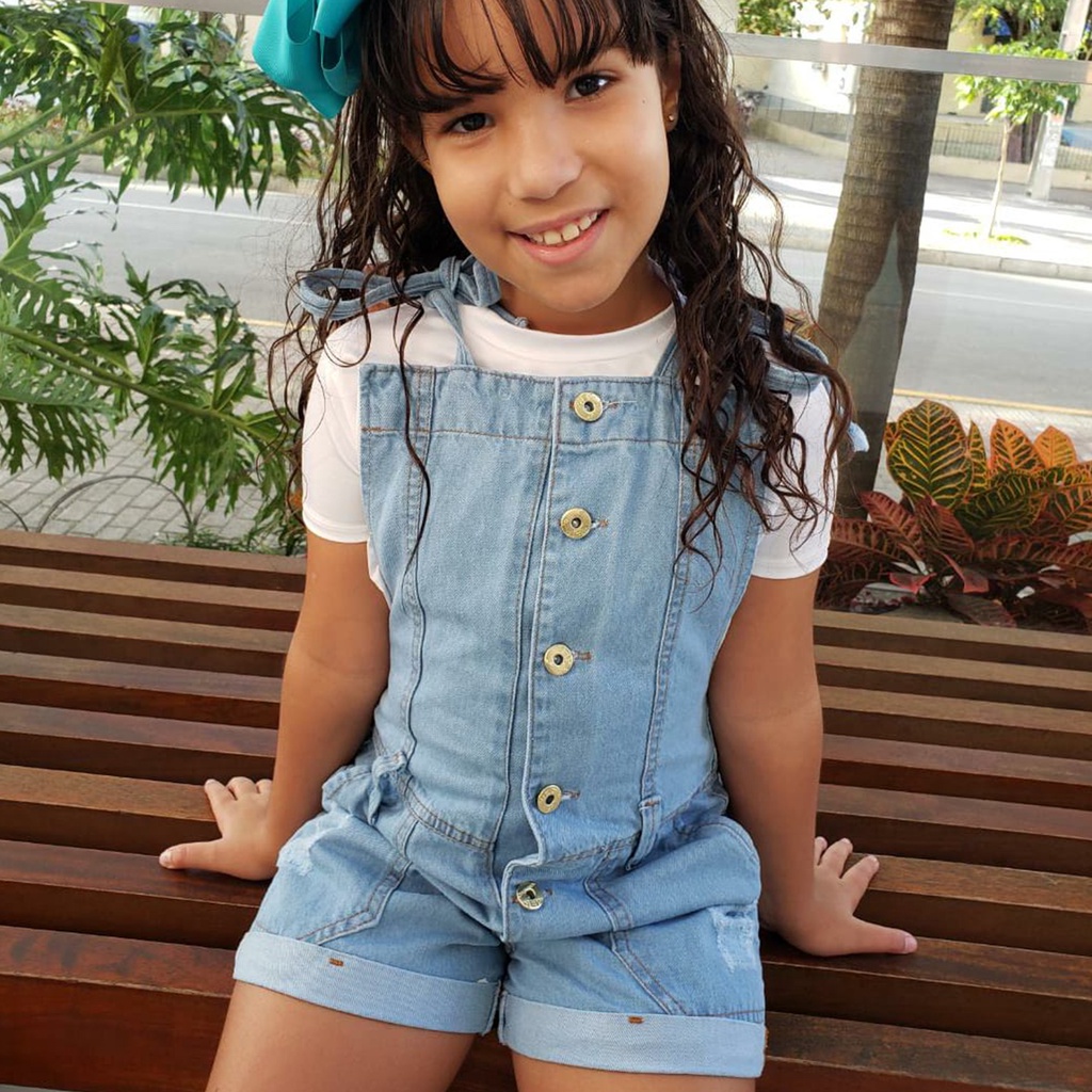 Jardineira Infantil Feminina Jardineira De Saia Jeans Jardineira