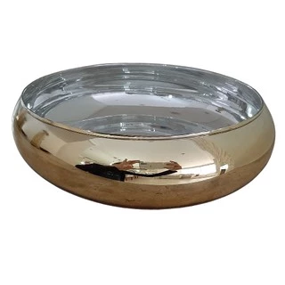 Vaso de vidro espelhado dourado cachepot centro de mesa top de linha