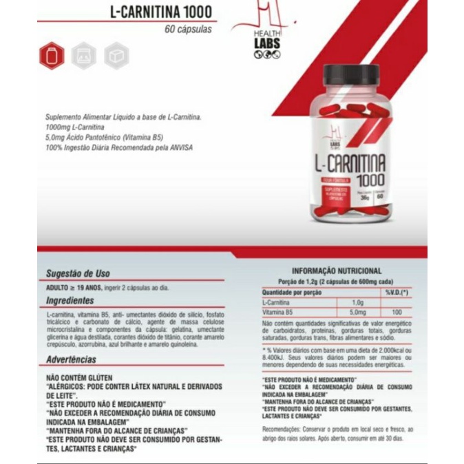 l carnitine aliment L-Carnitine 500mg QNT 60 glules