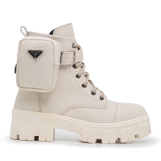 Bota Cortuno Feminina Off White Tratorada Cano Curto Blogueira Confortável Falcucci