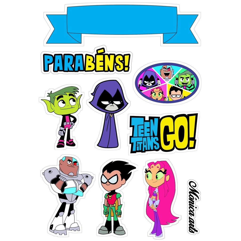 Topo Topper De Bolo TEEN TITANS GO Cortado Colado ENVIO IMEDIATO PRONTA  ENTREGA Personalizado | Shopee Brasil