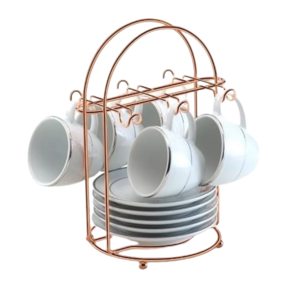 Suporte Para Xicara E Pires Rose Gold 12 Peças Arthi | Shopee Brasil